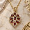 Oro Laminado Pendant Necklace, Gold Filled Style with Garnet Cubic Zirconia and White Micro Pave, Polished, Golden Finish, 04.346.0018.2.20 (02 MM Thickness, 20 Inches Length)