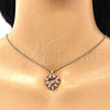 Oro Laminado Pendant Necklace, Gold Filled Style Heart and Love Design, with Garnet and White Cubic Zirconia, Polished, Golden Finish, 04.156.0047.1.20 (02 MM Thickness, 20 Inches Length)