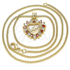 Oro Laminado Pendant Necklace, Gold Filled Style Heart and Love Design, with Garnet and White Cubic Zirconia, Polished, Golden Finish, 04.156.0047.1.20 (02 MM Thickness, 20 Inches Length)