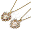 Oro Laminado Pendant Necklace, Gold Filled Style Heart and Love Design, with Garnet and White Cubic Zirconia, Polished, Golden Finish, 04.156.0047.1.20 (02 MM Thickness, 20 Inches Length)