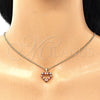 Oro Laminado Pendant Necklace, Gold Filled Style Heart Design, with Garnet and White Micro Pave, Polished, Golden Finish, 04.156.0049.1.20 (02 MM Thickness, 20 Inches Length)