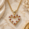 Oro Laminado Pendant Necklace, Gold Filled Style Heart Design, with Garnet and White Micro Pave, Polished, Golden Finish, 04.156.0049.1.20 (02 MM Thickness, 20 Inches Length)