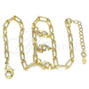 Oro Laminado Charm Anklet , Gold Filled Style Dolphin and Paperclip Design, with White and Ruby Cubic Zirconia, Polished, Golden Finish, 03.63.2167.10 (04 MM Thickness, 10 Inches Length)