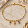 Oro Laminado Charm Anklet , Gold Filled Style Dolphin and Paperclip Design, with White and Ruby Cubic Zirconia, Polished, Golden Finish, 03.63.2167.10 (04 MM Thickness, 10 Inches Length)
