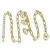 Oro Laminado Charm Anklet , Gold Filled Style Paperclip and Paperclip Design, with White Cubic Zirconia, Polished, Golden Finish, 03.63.2168.10 (04 MM Thickness, 10 Inches Length)