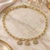 Oro Laminado Charm Anklet , Gold Filled Style Paperclip and Paperclip Design, with White Cubic Zirconia, Polished, Golden Finish, 03.63.2168.10 (04 MM Thickness, 10 Inches Length)