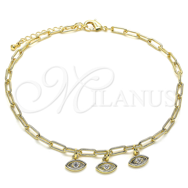Gold Filled Anklet — Charm Anklet Paperclip and Paperclip Design with White — main product view — SKU 132496 | Oro Laminado tobillera — Charm Anklet Paperclip and Paperclip diseño with blanco — SKU 132496