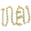 Oro Laminado Charm Anklet , Gold Filled Style Owl and Paperclip Design, with White Cubic Zirconia, Polished, Golden Finish, 03.63.2169.10 (04 MM Thickness, 10 Inches Length)