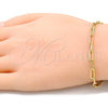 Oro Laminado Basic Bracelet, Gold Filled Style Paperclip Design, Polished, Golden Finish, 03.341.0049.07 (04 MM Thickness, 7 Inches Length)