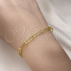 Oro Laminado Basic Bracelet, Gold Filled Style Paperclip Design, Polished, Golden Finish, 03.341.0049.07 (04 MM Thickness, 7 Inches Length)