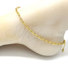 Oro Laminado Fancy Anklet, Gold Filled Style Paperclip Design, Polished, Golden Finish, 03.341.0049.10 (04 MM Thickness, 10 Inches Length)