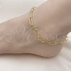 Oro Laminado Fancy Anklet, Gold Filled Style Paperclip Design, Polished, Golden Finish, 03.341.0049.10 (04 MM Thickness, 10 Inches Length)