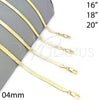 Oro Laminado Basic Necklace, Gold Filled Style Herringbone Design, Polished, Golden Finish, 04.213.0174.16 (04 MM Thickness, 16 Inches Length)