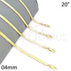 Oro Laminado Basic Necklace, Gold Filled Style Herringbone Design, Polished, Golden Finish, 04.213.0174.20 (04 MM Thickness, 20 Inches Length)