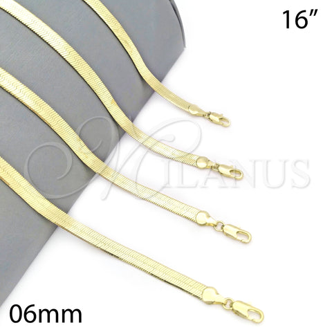Oro Laminado Basic Necklace, Gold Filled Style Herringbone Design, Polished, Golden Finish, 04.213.0143.16 (06 MM Thickness, 16 Inches Length)
