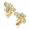 Oro Laminado Huggie Hoop, Gold Filled Style Butterfly Design, with White Cubic Zirconia, Polished, Golden Finish, 02.26.0292.15