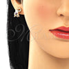 Oro Laminado Earring and Pendant Adult Set, Gold Filled Style Elephant Design, with Multicolor Micro Pave, Polished, Golden Finish, 10.26.0021.1