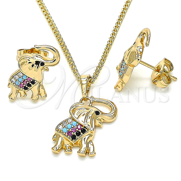 Gold Filled Ring — Earring and Pendant Adult Set Elephant Design with — main product view — SKU 132538 | Oro Laminado anillo — Earring and Pendant Adult Set Elephant diseño with — SKU 132538