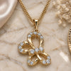 Oro Laminado Pendant Necklace, Gold Filled Style Butterfly Design, with White Micro Pave, Polished, Golden Finish, 04.26.0052.18 (02 MM Thickness, 18 Inches Length)