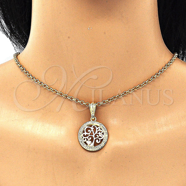 Gold Filled Pendant — Fancy Pendant Tree and Heart Design Polished Tricolor — alternate product view — SKU 132561 | Oro Laminado dije — elegante Pendant Tree and corazón diseño pulido Tricolor — SKU 132561