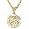 Oro Laminado Fancy Pendant, Gold Filled Style Tree and Heart Design, Polished, Tricolor, 05.351.0078.1