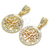 Oro Laminado Fancy Pendant, Gold Filled Style Tree and Heart Design, Polished, Tricolor, 05.351.0078.1