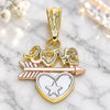 Oro Laminado Fancy Pendant, Gold Filled Style Love and Heart Design, Polished, Tricolor, 05.351.0080