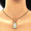 Oro Laminado Fancy Pendant, Gold Filled Style Flower Design, Polished, Tricolor, 05.351.0082