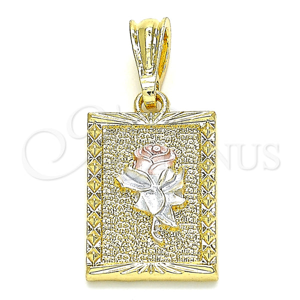 Gold Filled Pendant — Fancy Pendant Flower Design Polished Tricolor 05. — main product view — SKU 132566 | Oro Laminado dije — elegante Pendant flor diseño pulido Tricolor 05. — SKU 132566