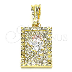 Gold Filled Pendant — Fancy Pendant Flower Design Polished Tricolor 05. — main product view — SKU 132566 | Oro Laminado dije — elegante Pendant flor diseño pulido Tricolor 05. — SKU 132566