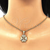 Oro Laminado Fancy Pendant, Gold Filled Style Heart Design, with White Crystal, Polished, Golden Finish, 05.351.0085