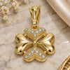 Oro Laminado Fancy Pendant, Gold Filled Style Heart Design, with White Crystal, Polished, Golden Finish, 05.351.0085