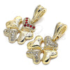 Oro Laminado Fancy Pendant, Gold Filled Style Heart Design, with White Crystal, Polished, Golden Finish, 05.351.0085