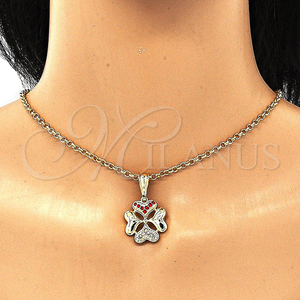 Gold Filled Pendant — Fancy Pendant Heart Design with Garnet and White — alternate product view — SKU 132571 | Oro Laminado dije — elegante Pendant corazón diseño with Garnet and blanco — SKU 132571