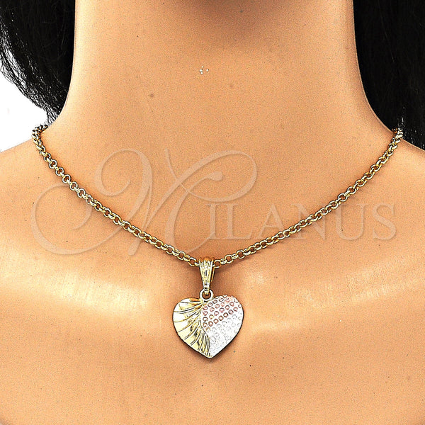Gold Filled Pendant — Fancy Pendant Heart Design Polished Tricolor 05. — alternate product view — SKU 132573 | Oro Laminado dije — elegante Pendant corazón diseño pulido Tricolor 05. — SKU 132573