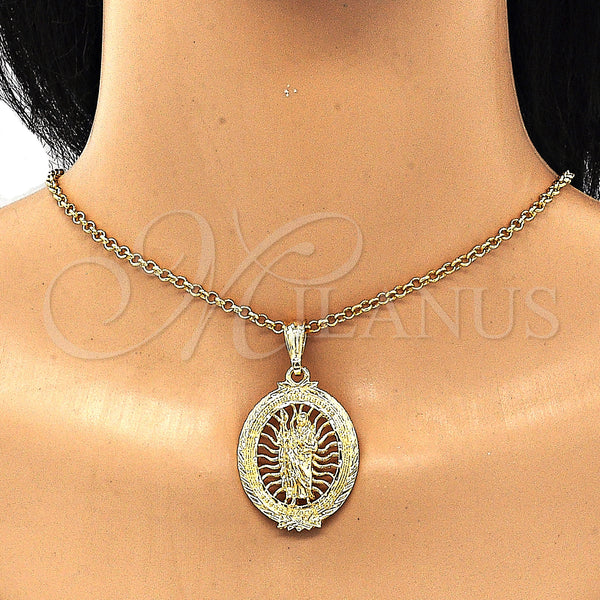 Gold Filled Pendant — Fancy Pendant San Judas Design Polished Tricolor 05. — alternate product view — SKU 132574 | Oro Laminado dije — elegante Pendant San Judas diseño pulido Tricolor 05. — SKU 132574