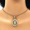 Oro Laminado Fancy Pendant, Gold Filled Style San Judas Design, Polished, Tricolor, 05.351.0088