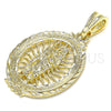 Oro Laminado Fancy Pendant, Gold Filled Style San Judas Design, Polished, Tricolor, 05.351.0088