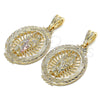 Oro Laminado Fancy Pendant, Gold Filled Style San Judas Design, Polished, Tricolor, 05.351.0088
