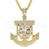 Oro Laminado Fancy Pendant, Gold Filled Style Eagle and Anchor Design, Polished, Tricolor, 05.351.0071.1