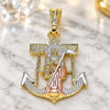 Oro Laminado Fancy Pendant, Gold Filled Style Anchor and Santa Muerte Design, Polished, Tricolor, 05.351.0070.1