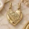 Oro Laminado Fancy Pendant, Gold Filled Style Heart and Flower Design, Polished, Golden Finish, 05.351.0091