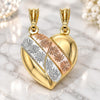 Oro Laminado Fancy Pendant, Gold Filled Style Heart and Flower Design, Diamond Cutting Finish, Tricolor, 05.351.0091.1