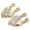 Oro Laminado Fancy Pendant, Gold Filled Style Heart and Flower Design, Diamond Cutting Finish, Tricolor, 05.351.0091.1