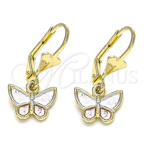 Gold Filled Ring — Dangle Earring Butterfly Design Polished Tricolor 02. — main product view — SKU 132584 | Oro Laminado anillo — Dangle Earring Butterfly diseño pulido Tricolor 02. — SKU 132584