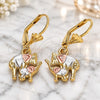 Oro Laminado Dangle Earring, Gold Filled Style Elephant Design, Polished, Tricolor, 02.351.0091