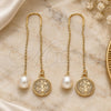 Oro Laminado Threader Earring, Gold Filled Style San Benito Design, Polished, Golden Finish, 02.351.0096
