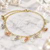 Oro Laminado Charm Anklet , Gold Filled Style Love and Heart Design, Polished, Tricolor, 03.331.0040.09 (03 MM Thickness, 9 Inches Length)