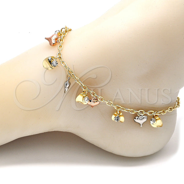 Gold Filled Anklet — Charm Anklet Heart and Rattle Charm Design with — alternate product view — SKU 132598 | Oro Laminado tobillera — Charm Anklet corazón and Rattle Charm diseño with — SKU 132598