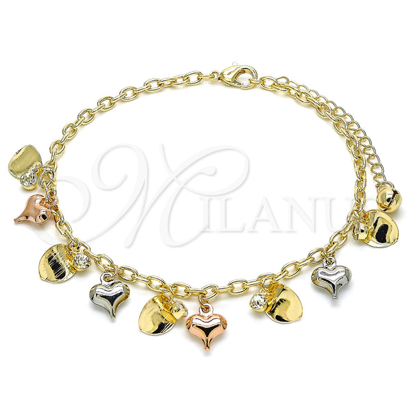 Gold Filled Anklet — Charm Anklet Heart and Rattle Charm Design with — main product view — SKU 132598 | Oro Laminado tobillera — Charm Anklet corazón and Rattle Charm diseño with — SKU 132598